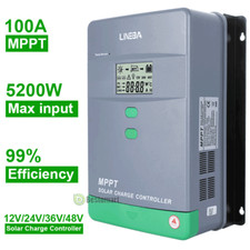 100A MPPT Solar Charge Controller 12V 24V 36V 48V Battery PV Max 5200W Parallel