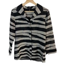 Carlisle women's sz US 6 button down shirt blouse long sleeve striped career