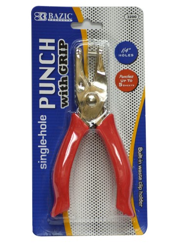 Rubber Grip Hand Paper Punch Single Hole 1/4" Round Circle - Random Color - Picture 3 of 7