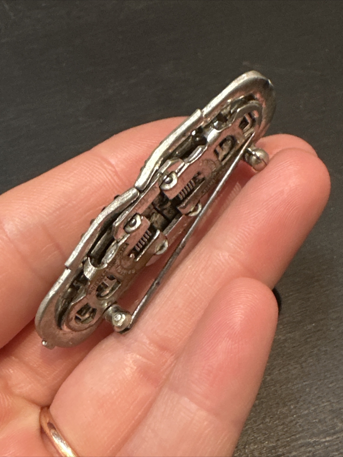 Antique Silver Metal Transformable Rhinestone Bro… - image 4