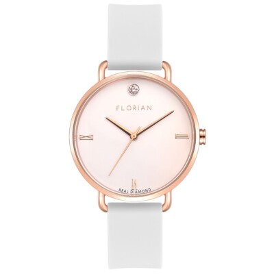 Diamond Ladies Watch with White Silicone Strap