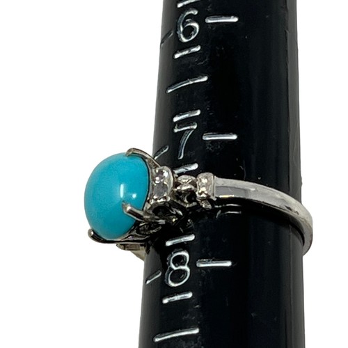 Anillo de plata esterlina para mujer imitación turquesa piedra transparente detalles 925 - Imagen 6 de 6
