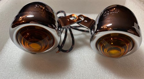 Harley-Davidson GUIDE DH-49 Bullet Lights Knucklehead Panhead Cone Amber Lenses - Picture 2 of 10