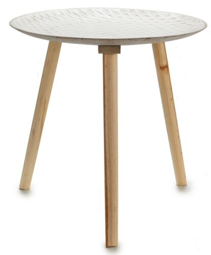50cm Round Wooden Side Table 3 Legged Distressed White Coffee Table - Picture 1 of 2