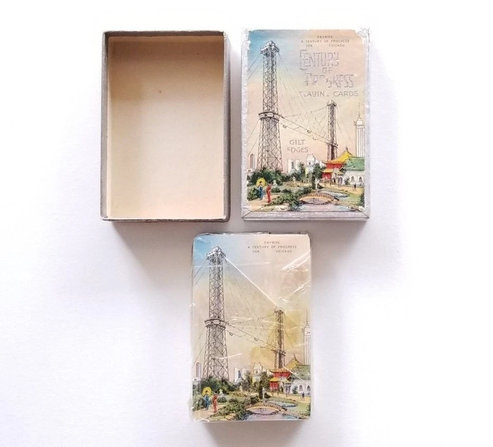 1933-34 Chicago Exposition Century of Progress bridge playing cards new sealed - Image 2 of 4