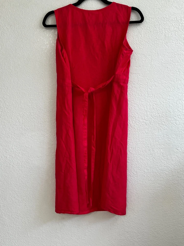 Motherhood Maternity Coral Red Sleeveless Midi Tie Back Dress Size Medium - Image 4 of 4
