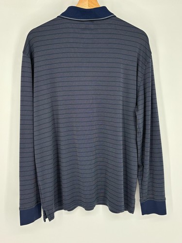 Greg Norman Short Sleeve Collared Navy Blue Striped Polo Shirt Men's Size Medium - Picture 5 of 8