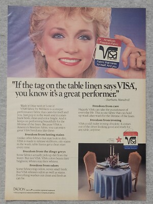 1984 Magazine Advertisement Page Barbara Mandrell Visa Fabric Milliken Print Ad