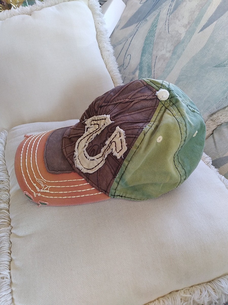 True Religion Vintage Genuine Brown Leather Green Orange