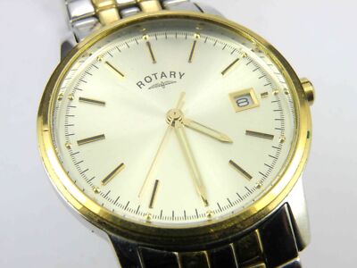 Vintage vergoldete Herren Rotary UCAR 11038 Datum Zifferblatt Slim Uhr