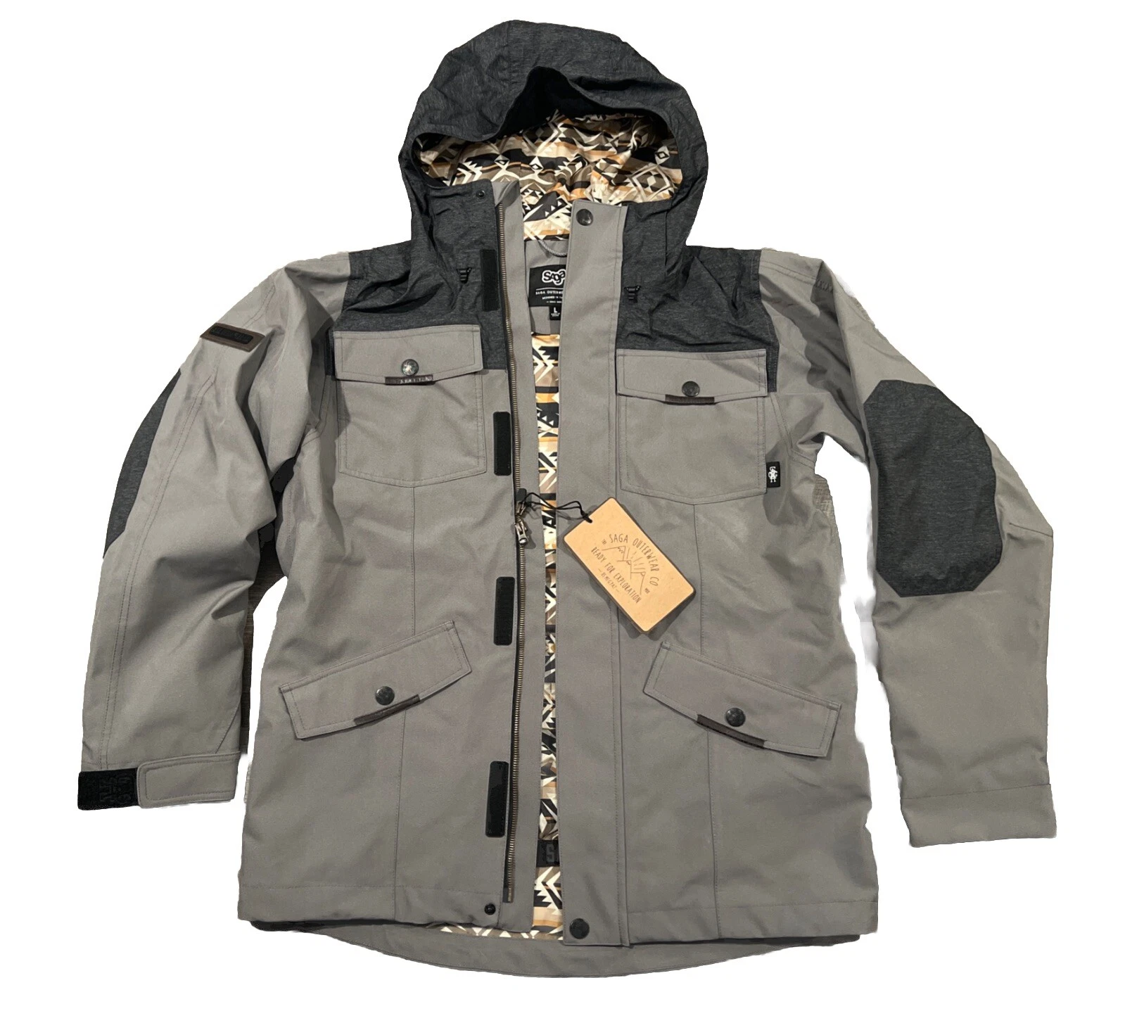 Saga Fatigue 2L Jacket Mens Size Large Grey Removable Storm Skirt - NEW
