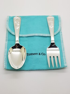 Tiffany & Co. Sterling Silver Baby Set Spoon & Fork Nursery Rhyme