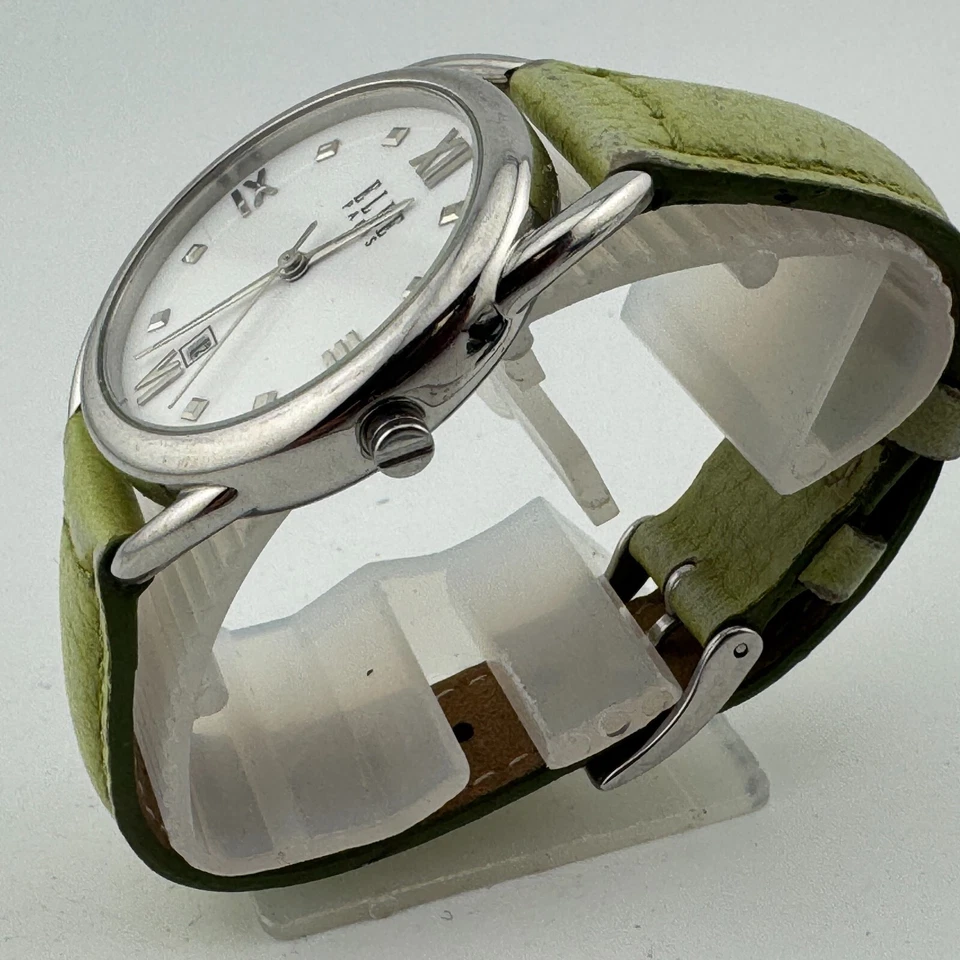 Reloj de Cuarzo Elle Paris EL223 Mujer Plateado Blanco Cuero Fecha Analógico Batería Nueva Foto 4 de 4