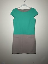 Elizza J Dress Cap Sleeve Lined Color Block Size 8 Knee Length Shift Dress