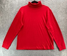 New Lands' End Women's LS Seamless Relaxed Cable Mock Turtleneck Top Red L/P