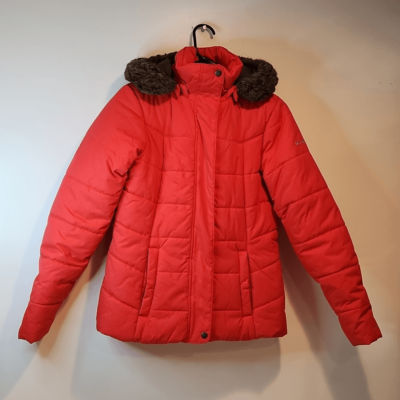 Columbia Pink Down Quilted Puffer Jacket Omni-Shield Faux Fur