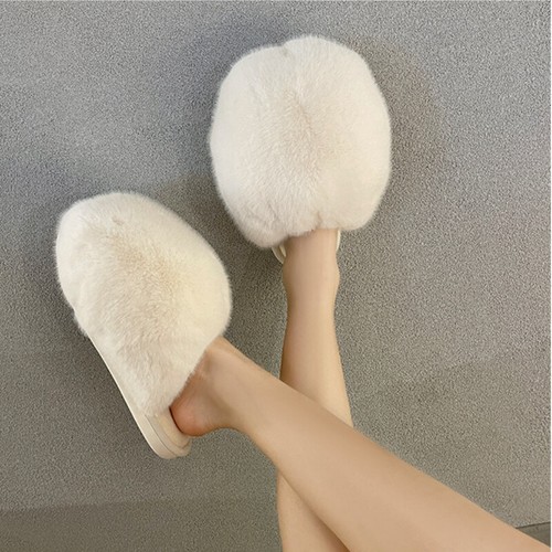 Damen-Slipper Kunstfell flauschig Hausschuhe pelzig gefüttert flache Schuhe süß Winter - Bild 12 von 16