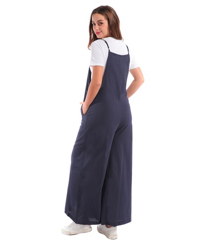 Womens Wide Leg Overalls Jumpsuit Bib Dungarees Casual Pants Playsuit Plus Size - Imagen 13 de 16