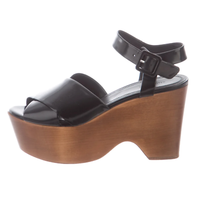 CELINE Phoebe Philo $950 Black Patent Leather Strap Wood CELINE Phoebe Philo $950 Black Patent Leather Strap Wood
