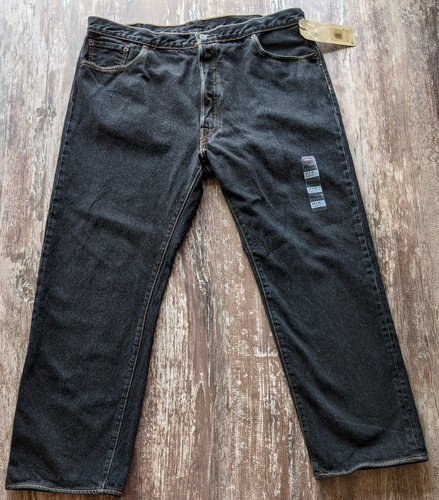 NEW Levis 501 Black Stretch Button Fly Jeans Straight Leg 40x29 Men - Picture 2 of 10