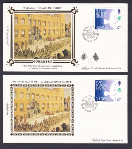 1985 GUERNSEY PEACE IN EUROPE DECIMAL STAMP BENHAM SILK FIRST DAY COVERS #45