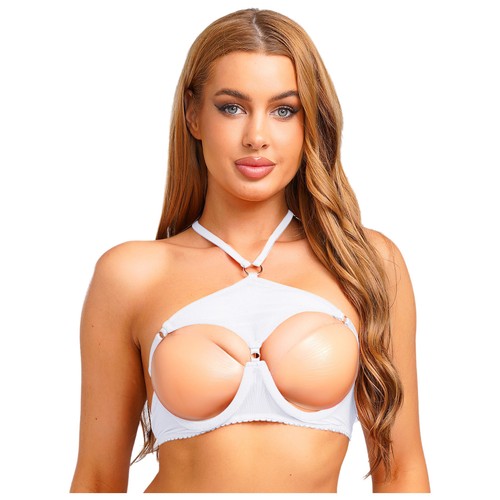 Reggiseno donna lingerie trasparente sfoderato aperto capezzoli reggicalze push up balconcino - Foto 33 di 61