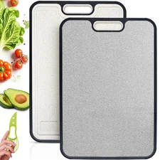Titanium Cutting Board, 2-in-1 Titanium Alloy And Wheat Straw PP Chopping Boa...