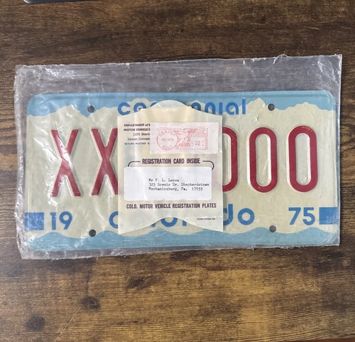 1975 1976 Colorado Sample License Plate Sign Original Bicentennial Excellent NOS - Afbeelding 9 van 10