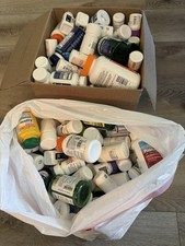 Lot 159 Used Large Medium Plastic Empty Pill Bottles Vitamins Scripts Meds Drugs