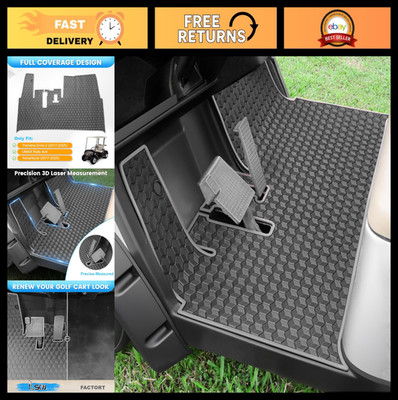 Golf Cart Floor Mat - Rubber 3/10'' Thick, Full Coverage for Drive2, QuieTech, UM