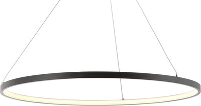 Dimmable Matte Black LED Pendant Light - Modern Round Chandelier, Adjustable Hei
