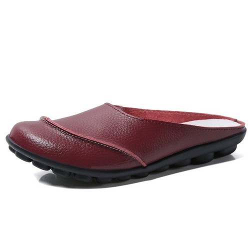 Damen-Pantoletten Leder ausgehöhlt Halbschuhe Pantoletten flache rückenfreie Freizeit-Schieberschuhe UK-Größe - Bild 18 von 21