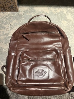 Rawlings Genuine Leather Baseball Backpack Zip Closure Laptop section Adult