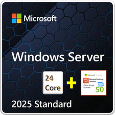Windows Server 2025 Standard, 24 Core License with 50 RDS Device CALs