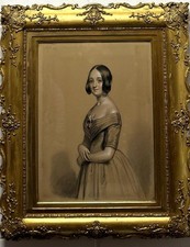Victorian School : Portrait Of Mary Muir Campbell Macqueen , Charcoal And Pastel