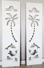 Decorative Window Shutters, Dolphins Design, Sold in Pair of 2 shutters