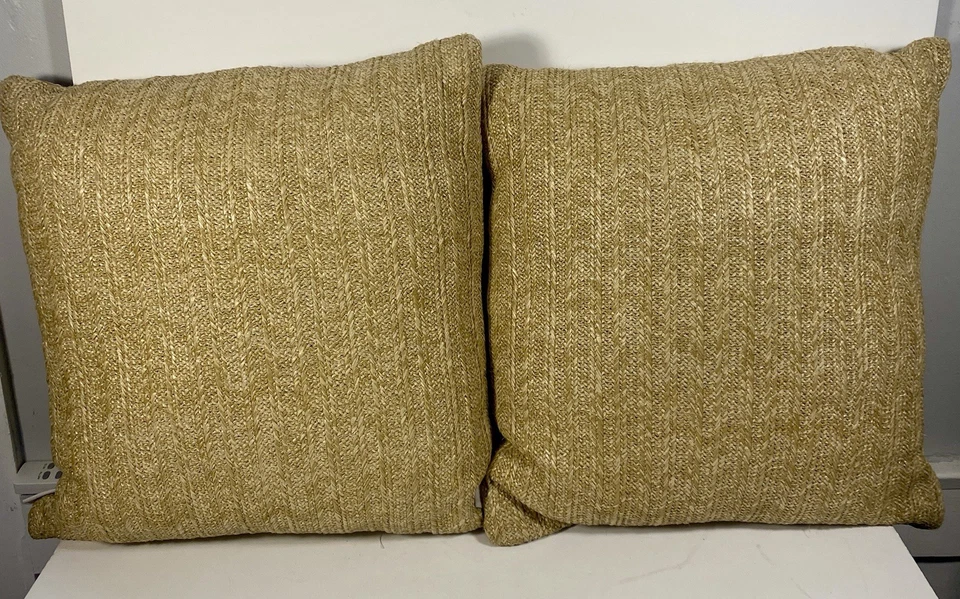 2 желтовато-коричневые подушки Tommy Bahama из искусственной соломы Raffia для помещений и улицы для отдыха со скрещенными веслами - Изображение 3 из 4