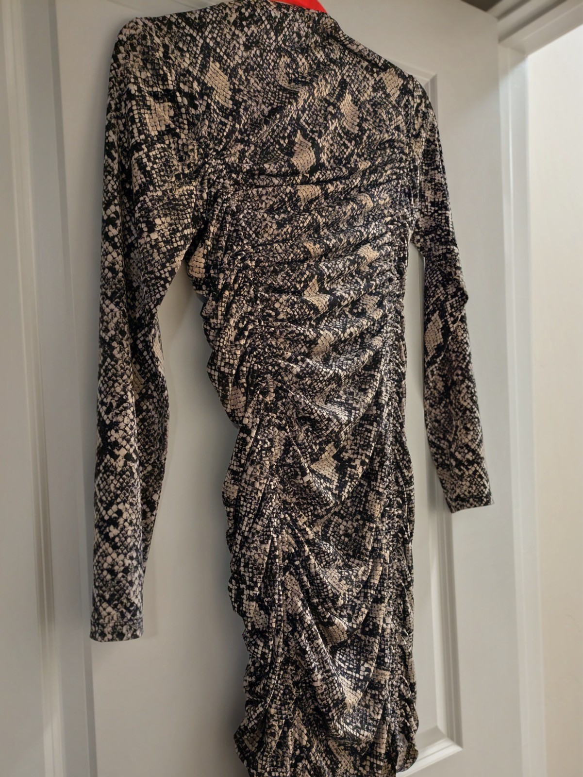 Michael Kors Women's Black Python Print Ruched Dr… - image 2