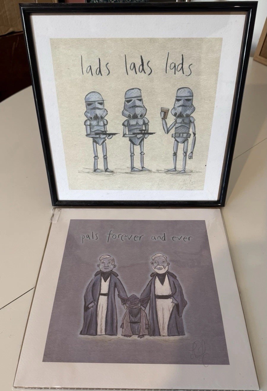 Star Wars Signed Sketch Prints Duo by Artist The Grey Earl Jon Bishop  