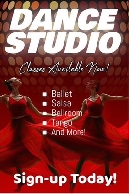 Dance Studio ballet salsa ballroom Dance Classes Advertising poster sign