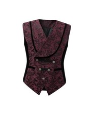 Mens Victorian Gothic Waistcoat Steampunk Costume Vest - Medieval XX-Large Red