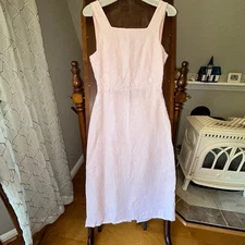 Saks Fifth Avenue 100% Linen Pink And White Stripe Dress Woman’s Size Small