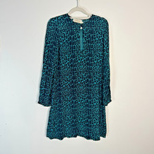 Zimmermann Size 0 AU 8 US 4 Green Leopard Print Long Sleeve Dress