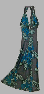 Nina Austin Prom Dress Long Gown Silk Halter Back Blue Brown Leaves Sz S NWT | eBay Nina Austin Prom Dress Long Gown Silk Halter Back Blue Brown Leaves Sz S NWT | eBay