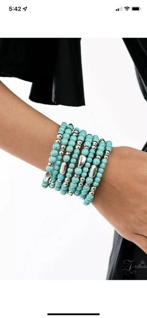 Pulseira Paparazzi Zi 💎 Party Crusher 2021 - Diamante Império Bobina Turquesa - Imagem 2 de 4