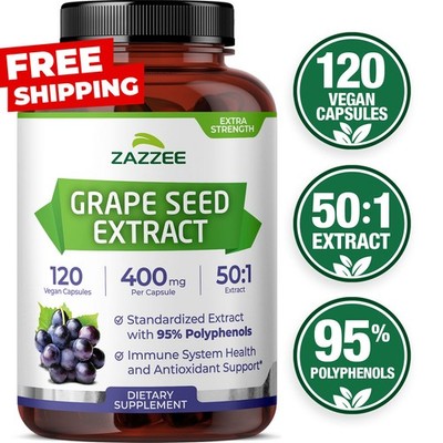 High Strength Grape Seed 50:1 Extract, 120 Vegan Capsules, 95% Polyphenols