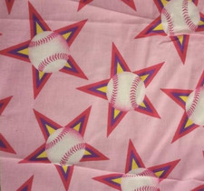 pink baseball sports fun fabric length 10.5 x 8 inch new