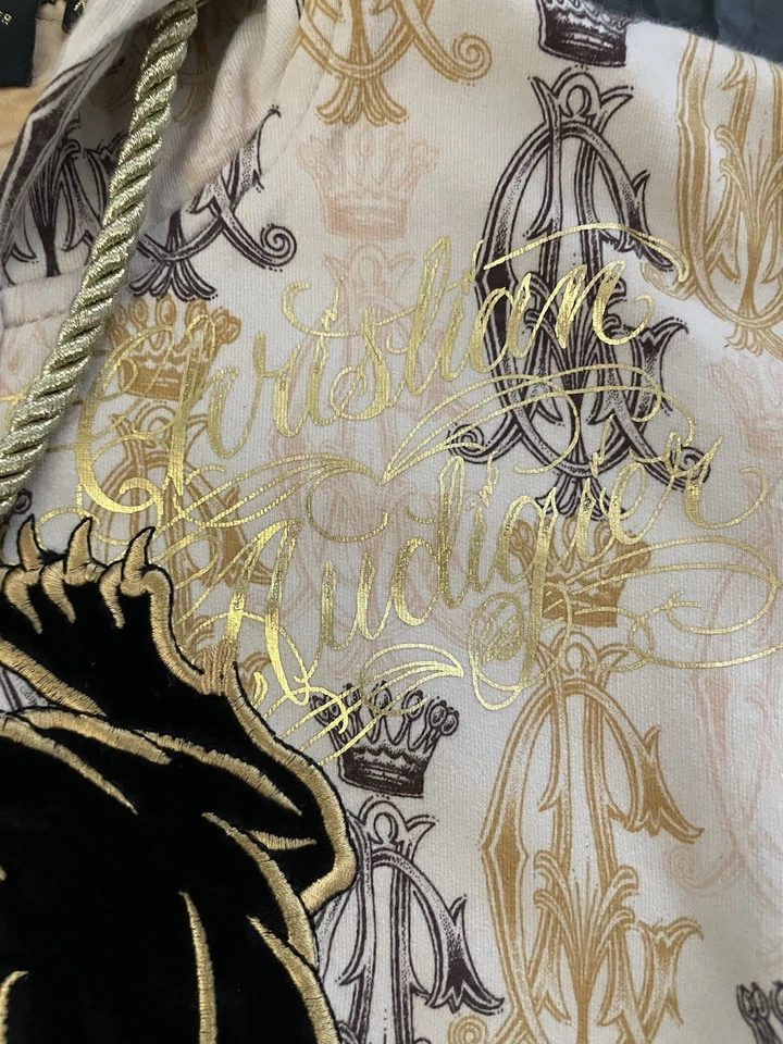 Christian Audigier Mujer Especialidad Sudadera con Capucha Chaqueta Negro Diseño Pantera Totalmente Nueva Foto 4 de 4