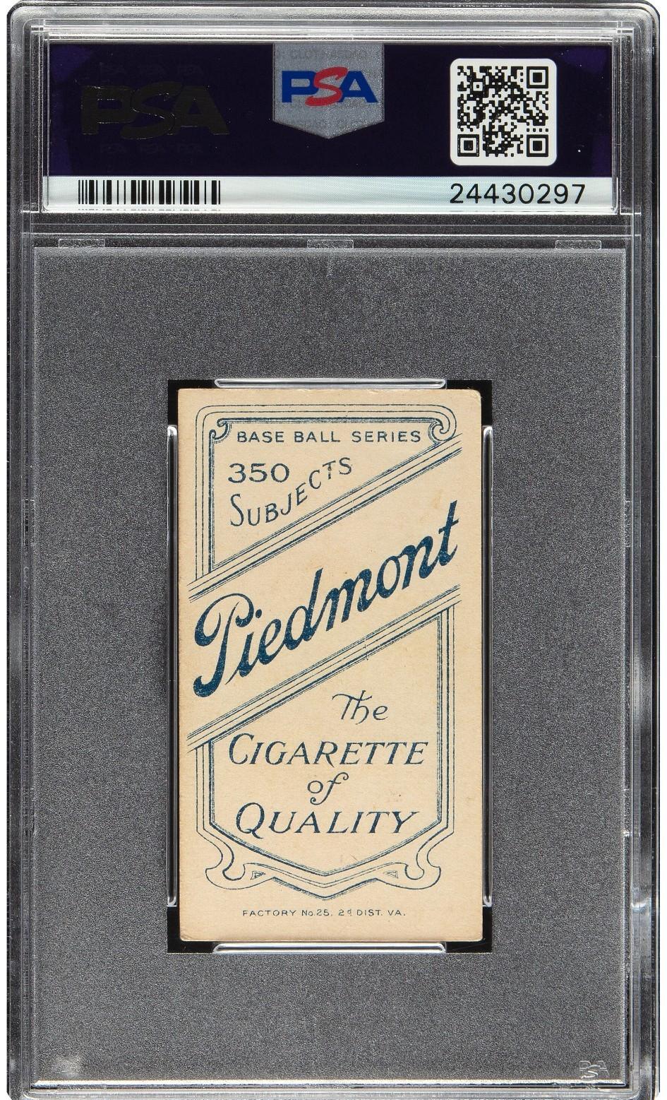 1909 T206 Clyde Engle Piedmont 350 PSA 5 EX view 2