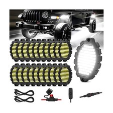20 Pods Metal Aluminum White Rock Lights with Switch Wiring Harness,1860LEDs ...